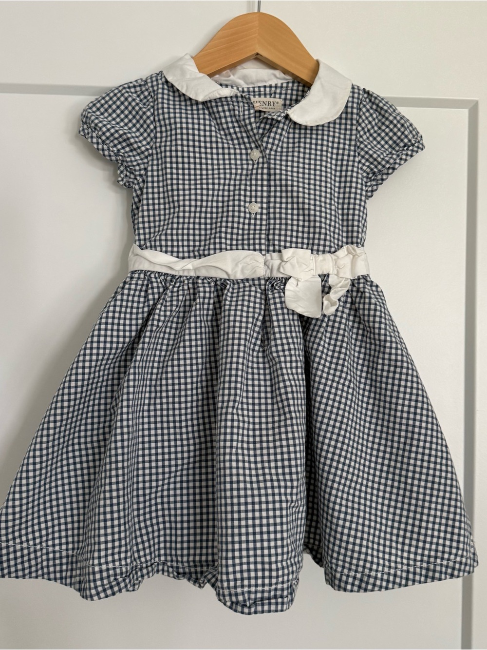 100% organic cotton hope&henry Gingham dress w Peter Pan Collar